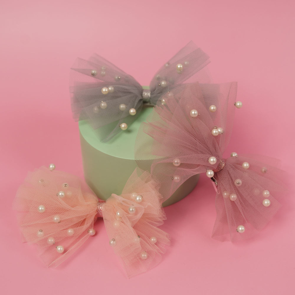 3 Chiffon Pearl Bows