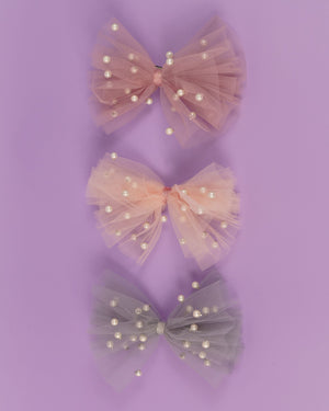 3 Chiffon Pearl Bows