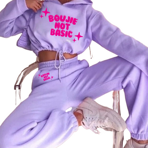 Boujie Not Basic Purple Track Suit