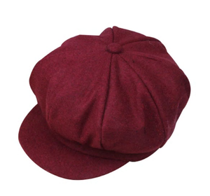 The octagonal Britney Hat is adjustable in the back and comes in 3 different colors -red wine, grey and black. We are loving this wool hat as an add on to so many of our adorable collection pieces. 