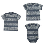 The Littlest Prince Navy & Cream Tropical Tee is perfect for island vacations or Spring/Summer days. The tropical print along with the bold blue colors will definitely have your little man standing out. This set is perfect for stylish brothers as well as for matching daddy