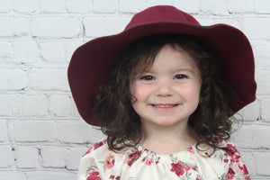 Add this gorgeous wide brim felt hat to all of your Fall styles! We have three colors for your mini fashionista to choose from - red wine, black and beige. We also have the matching hat for mommy too! 