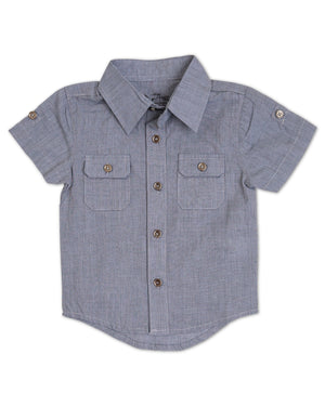 The Littlest Prince steel blue dress shirt can be worn casual with jeans or you can dress it up with one of our matching ties and bowties. This set is perfect for stylish brothers as well as for matching daddy!